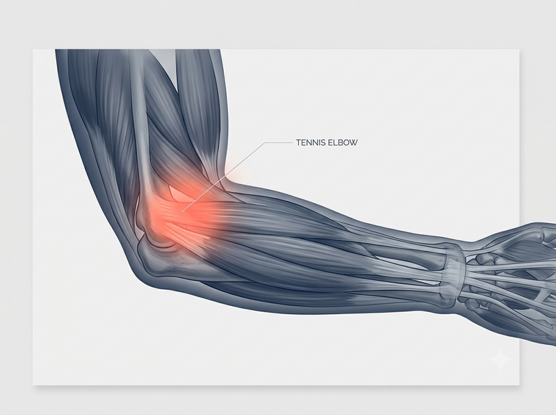 Elbow tendon area affected by tennis elbow